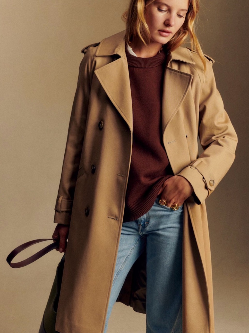 Sezane Scott Trench Coat Camel - Size 10 Nwot